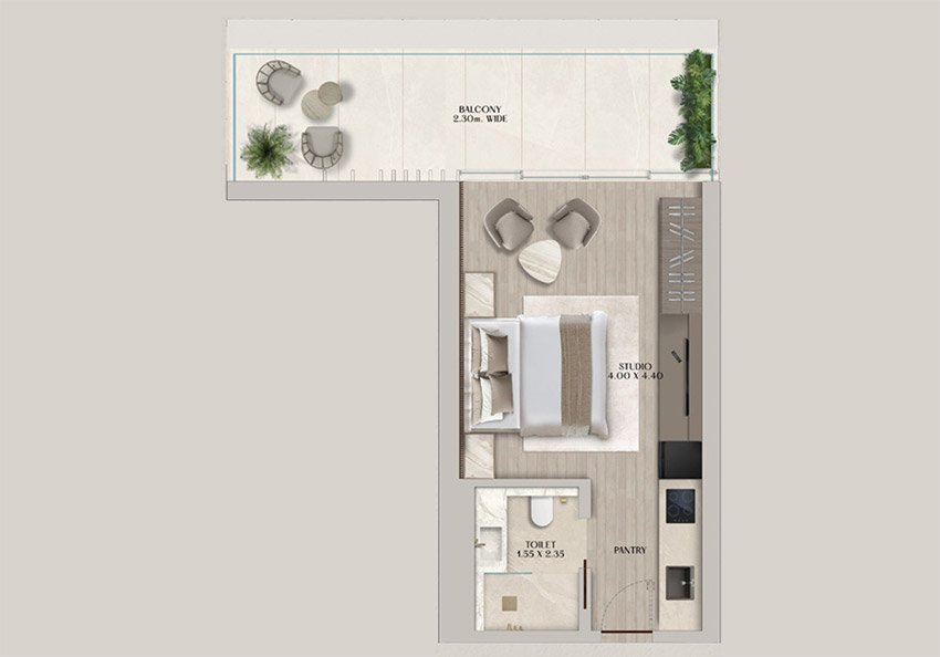 Soleva Beach Residences Studio Apartment Floor Plan