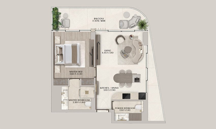 Soleva Beach Residences 2 Bedroom Apartment Floor Plan